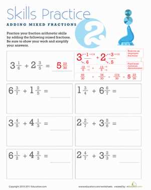 5th grade fractions worksheet