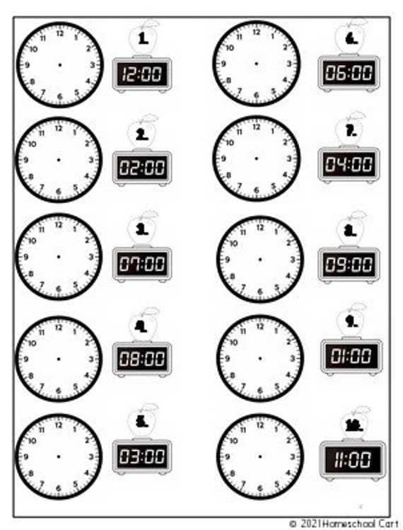 analog clock practice worksheets