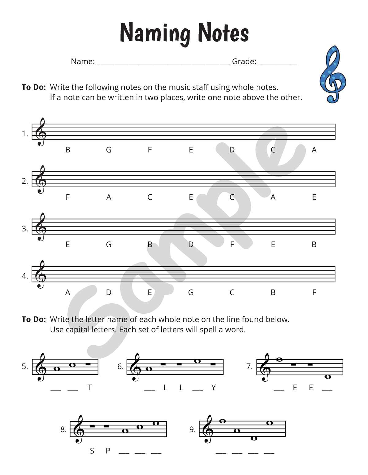 note name worksheet
