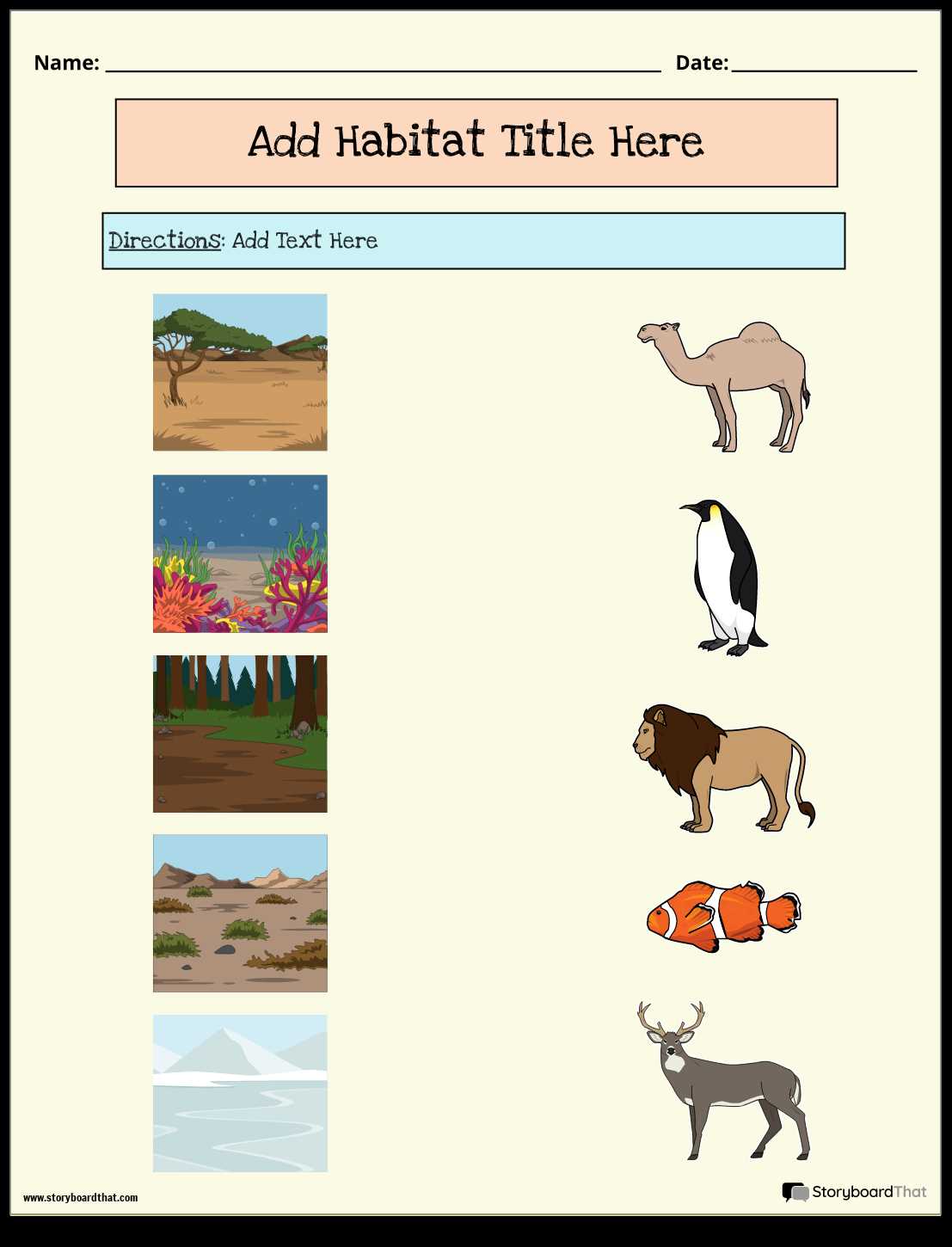 animals and their habitats ks1 worksheet