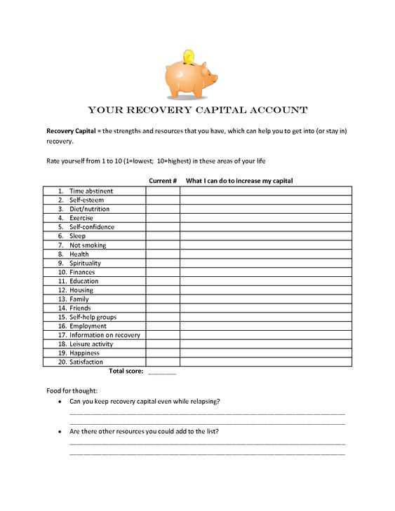 recovery capital worksheet