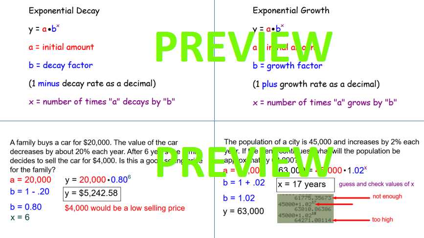 algebra 1 exponential growth and decay worksheet