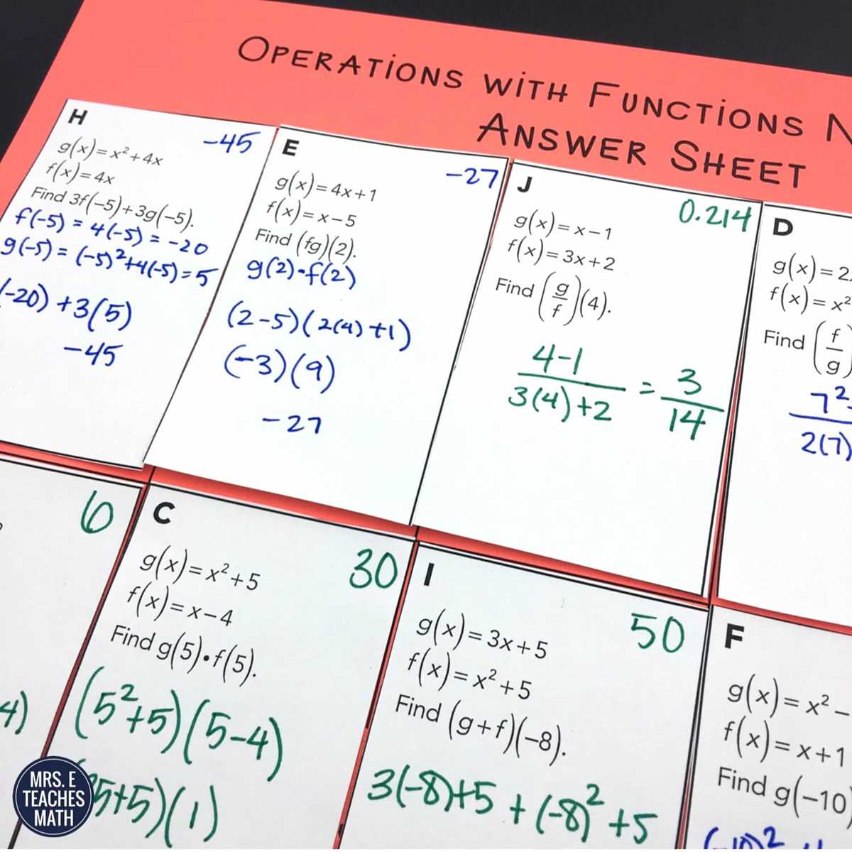 algebra 1 function notation worksheet