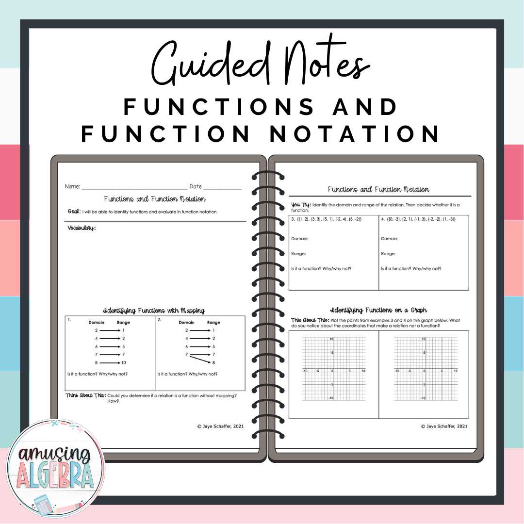 algebra 1 functions domain and range function notation worksheet