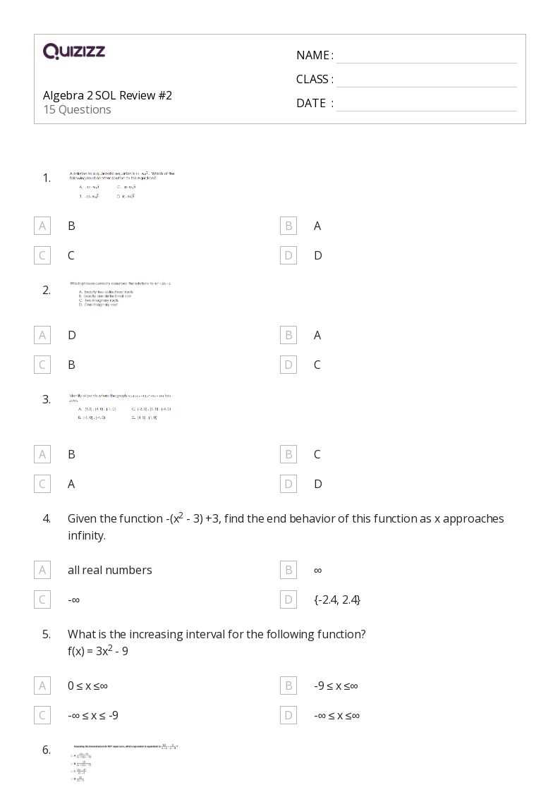 algebra 2 chapter 1 review worksheet