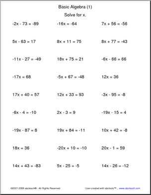 algebra basic worksheet