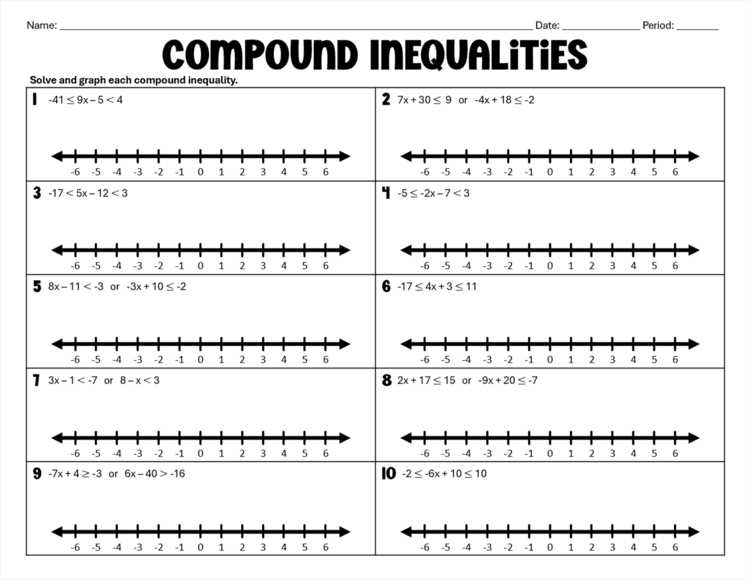 algebra inequalities worksheet