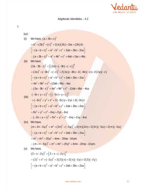 algebraic identities class 9 worksheet