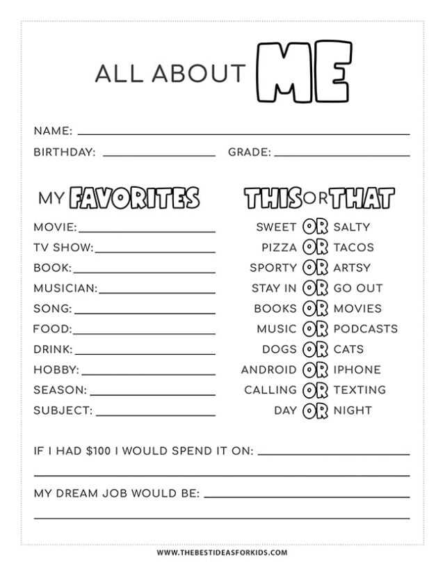 all about me math worksheet free