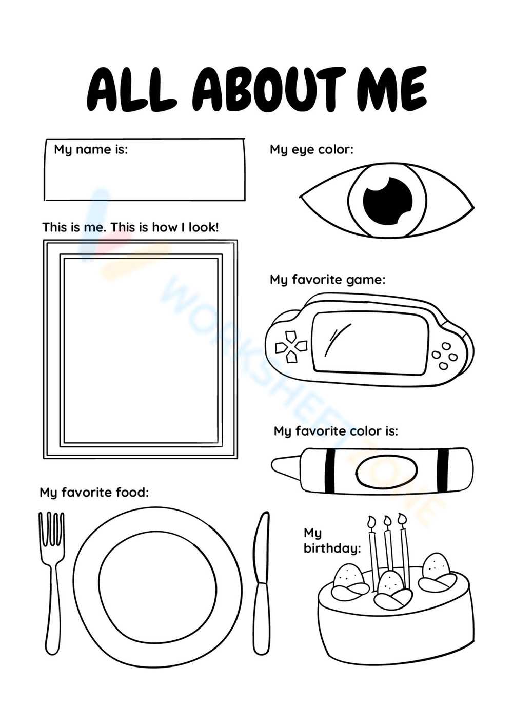 all about me worksheet first grade