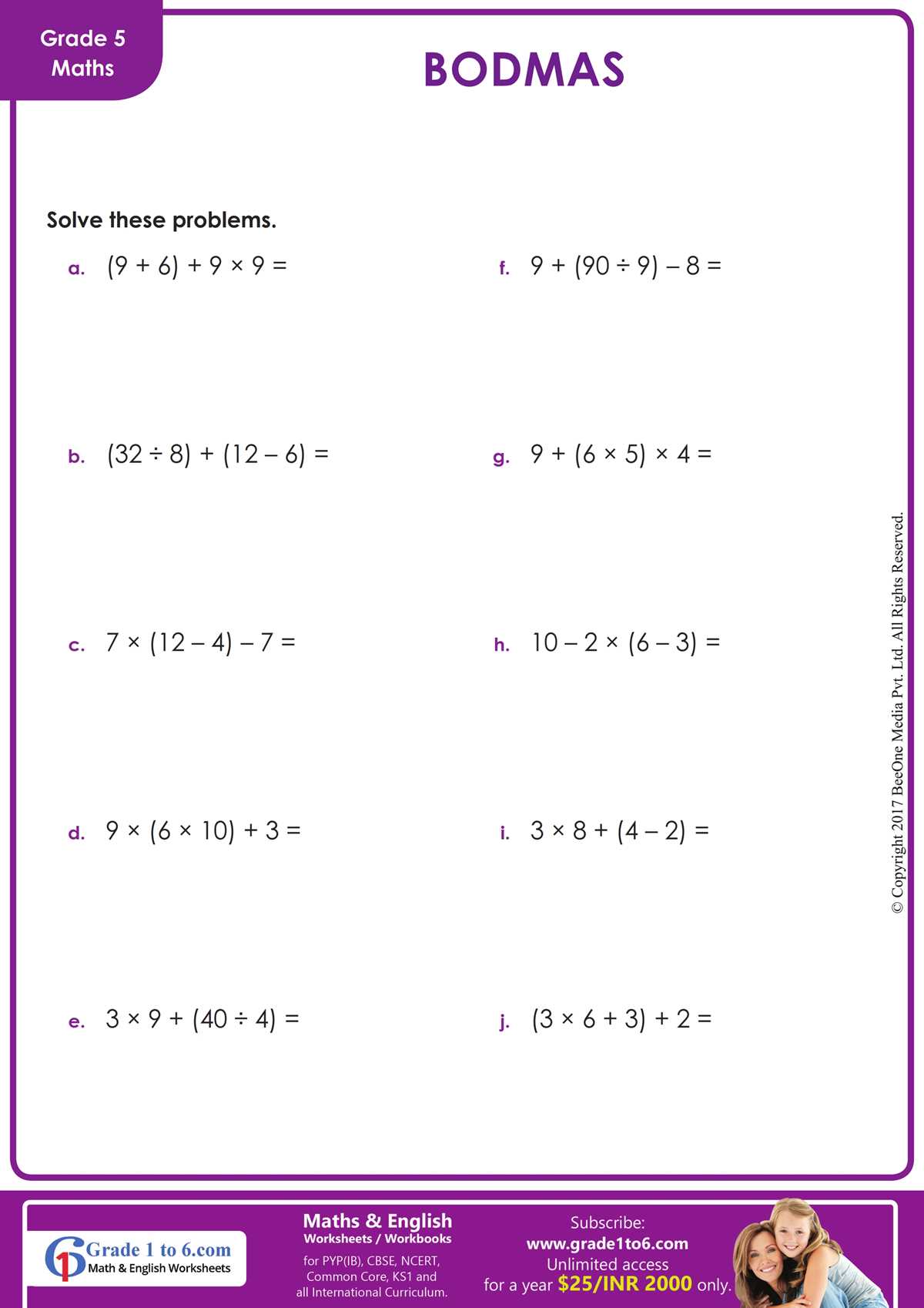 all operations worksheets