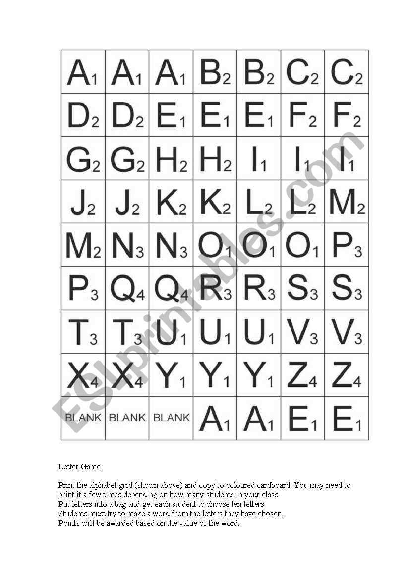 alphabet grid worksheet
