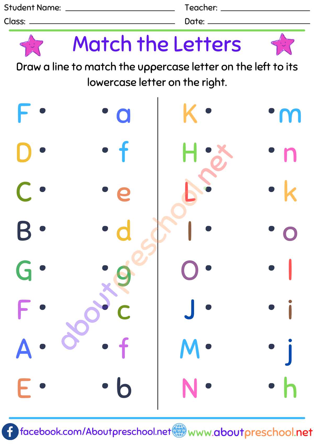 alphabet worksheets for nursery