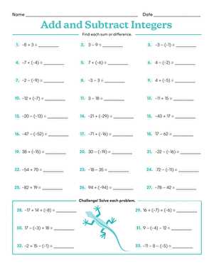adding subtracting positive and negative numbers worksheet