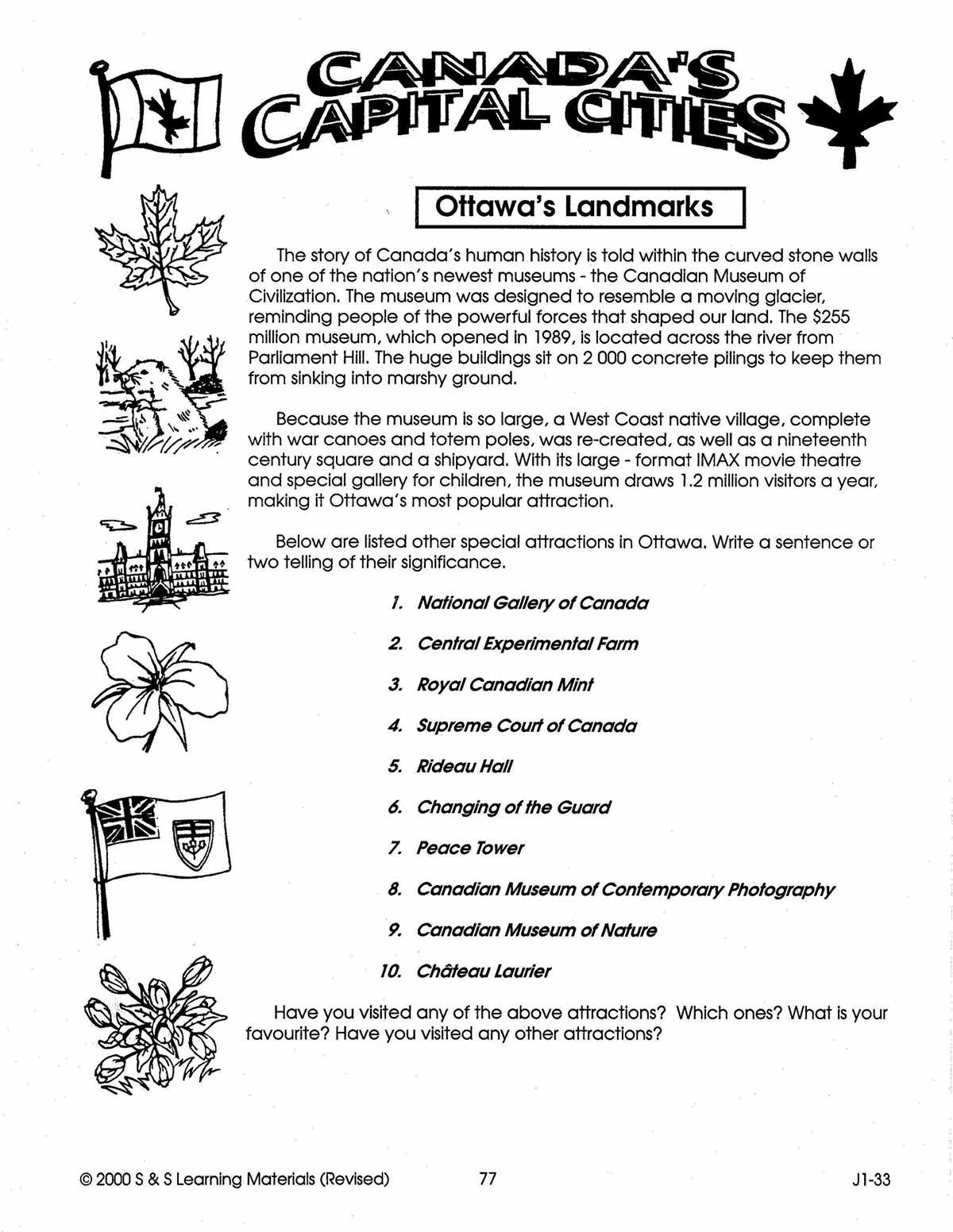 capital cities of canada worksheet