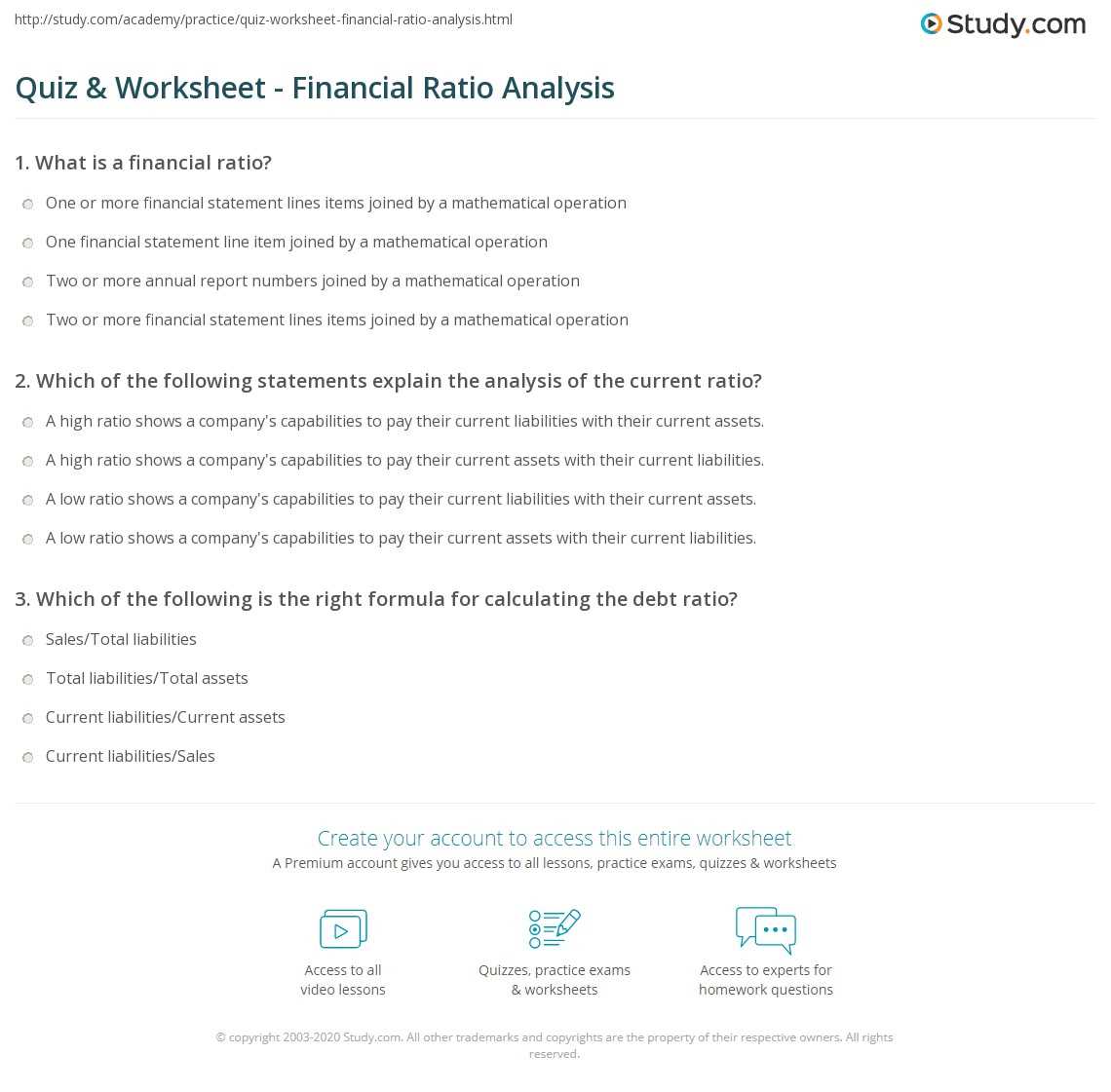 financial ratio analysis worksheet