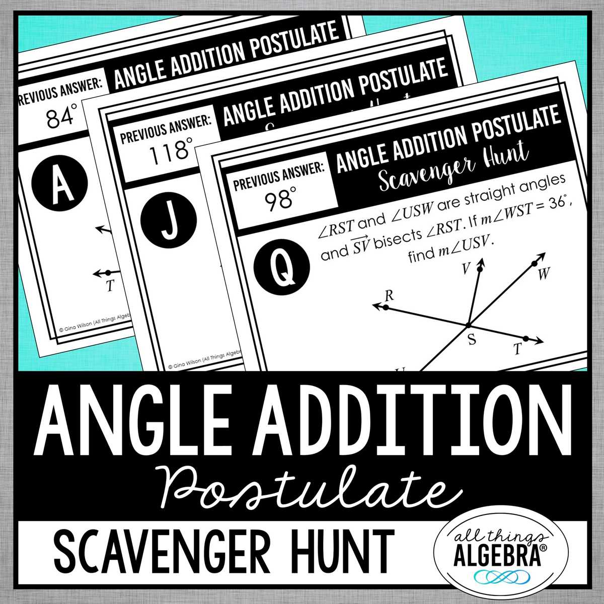 angle addition postulate worksheet with variables