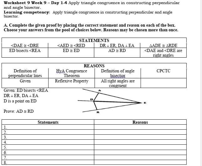 angle bisectors worksheet