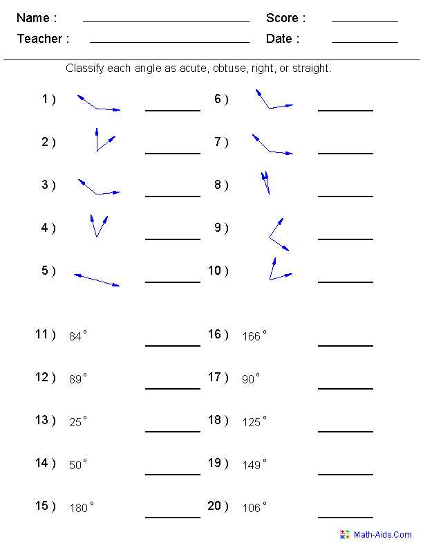angle practice worksheet