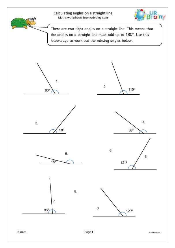 angles on a straight line and triangles worksheet