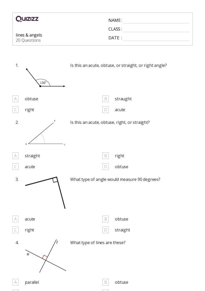 angles straight line worksheet
