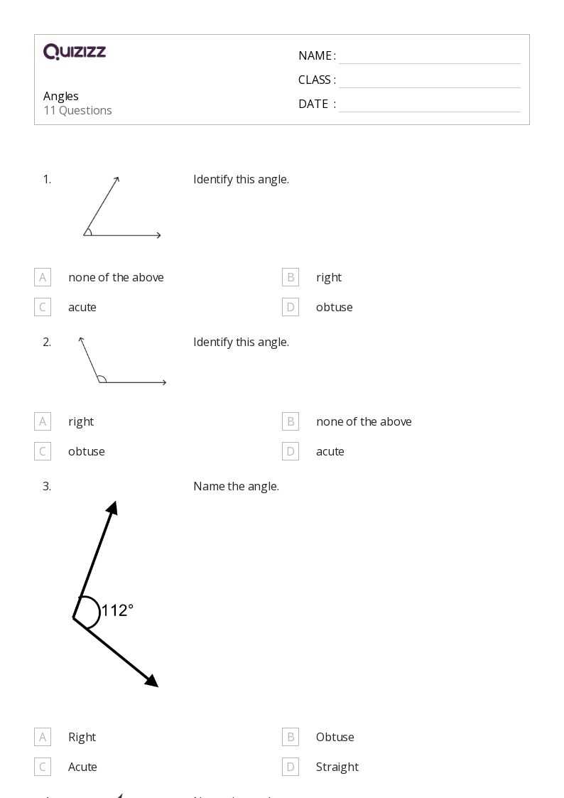 angles worksheet 3rd grade