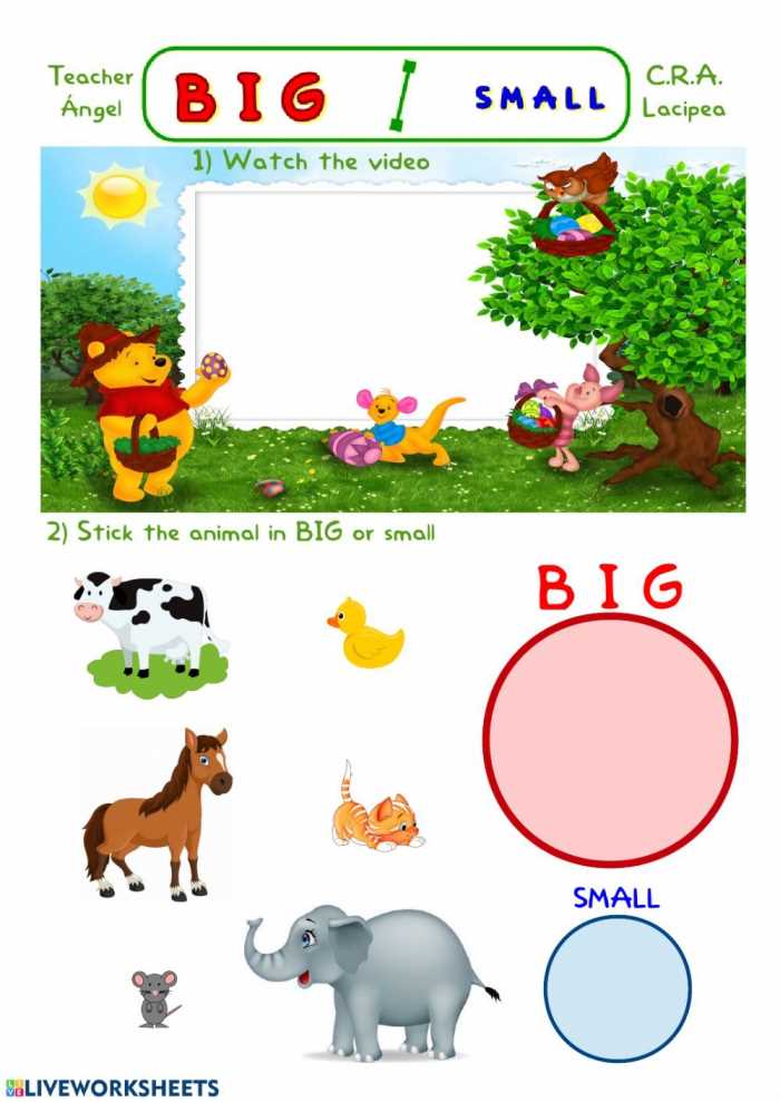 animals big and small worksheet