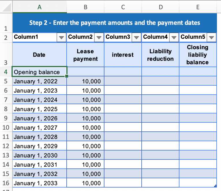 annual lease value calculation worksheet