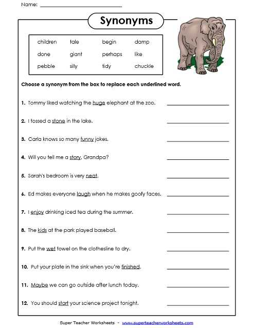 antonym synonym worksheets