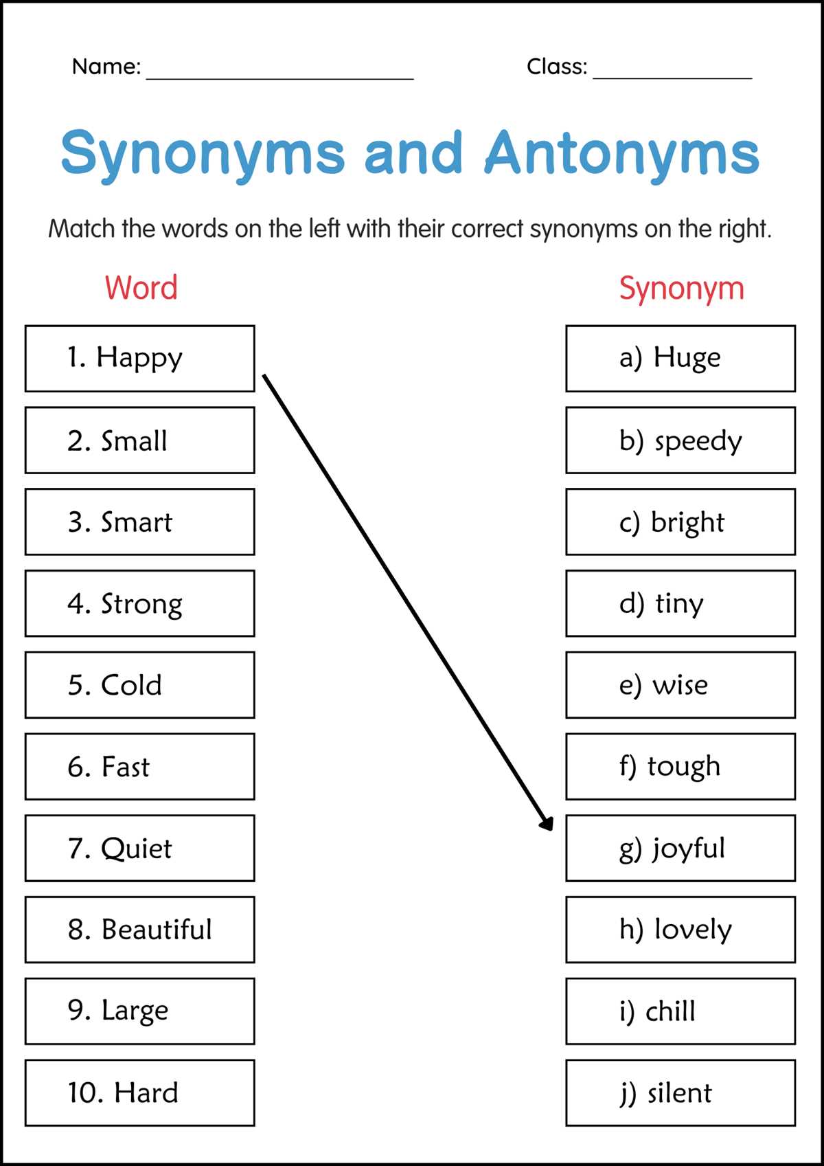 antonyms worksheet