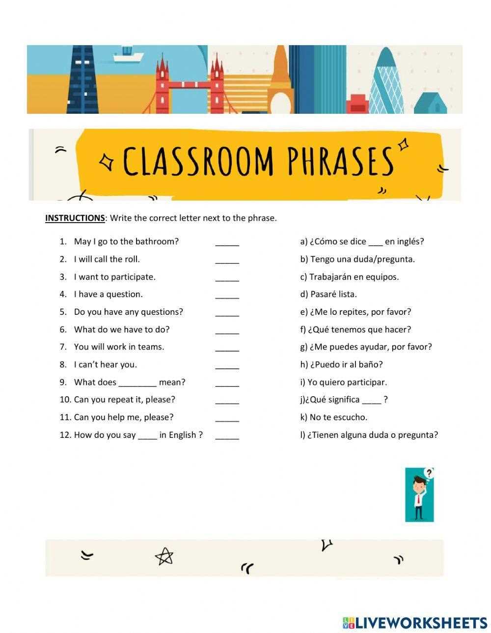 esl phrases worksheet