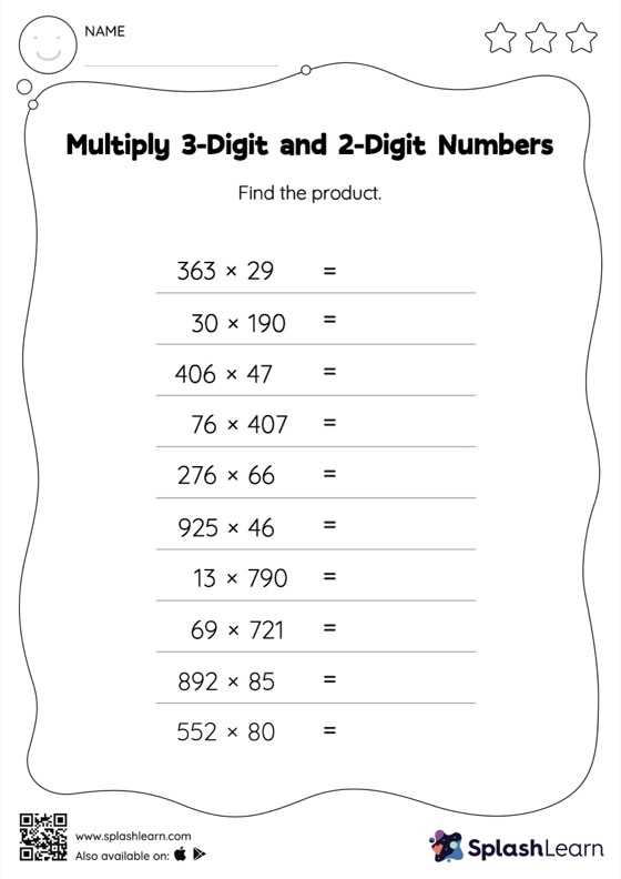 triple digit multiplication worksheets