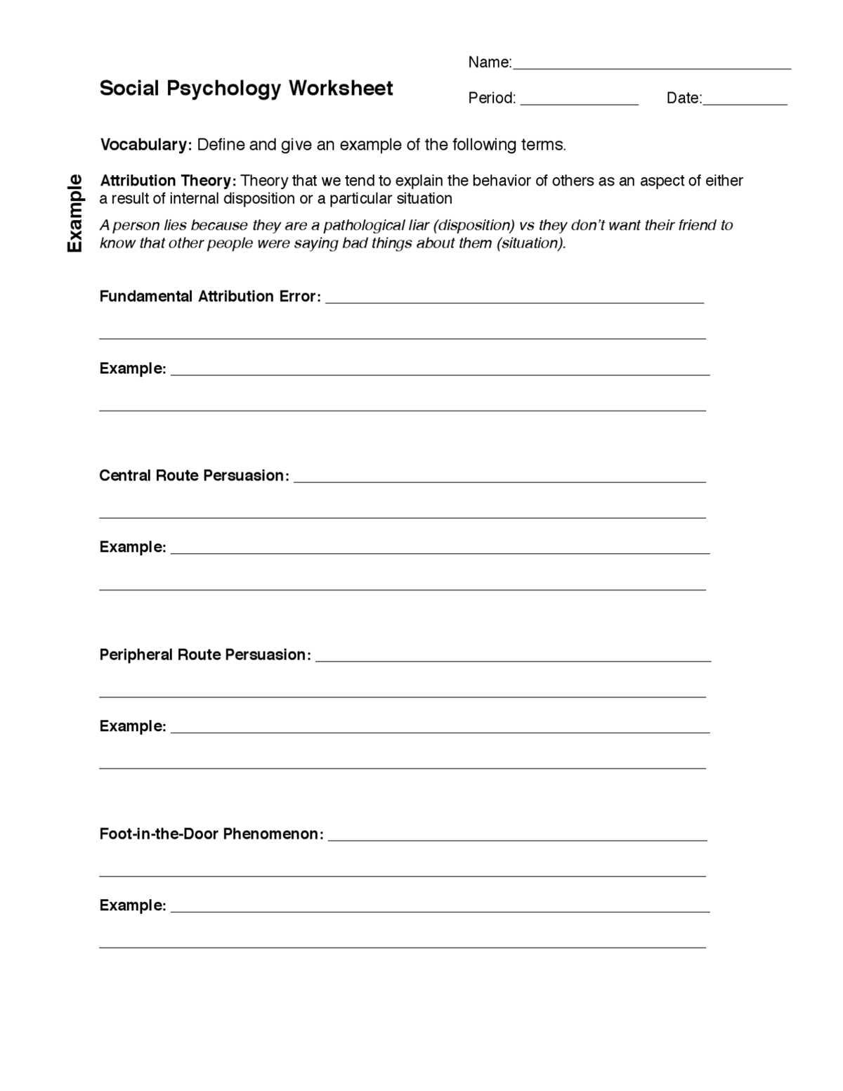 ap psychology attribution worksheet