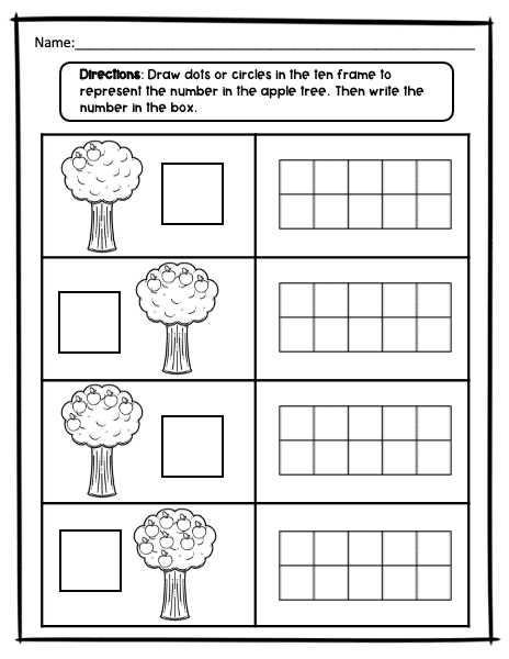 apple ten frame worksheet