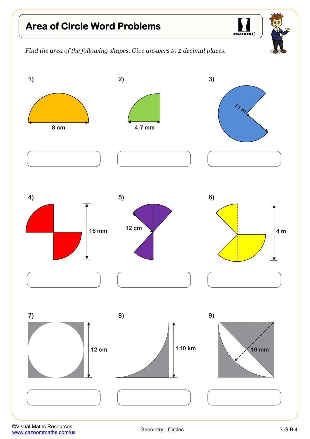 arc length and sector area word problems worksheet