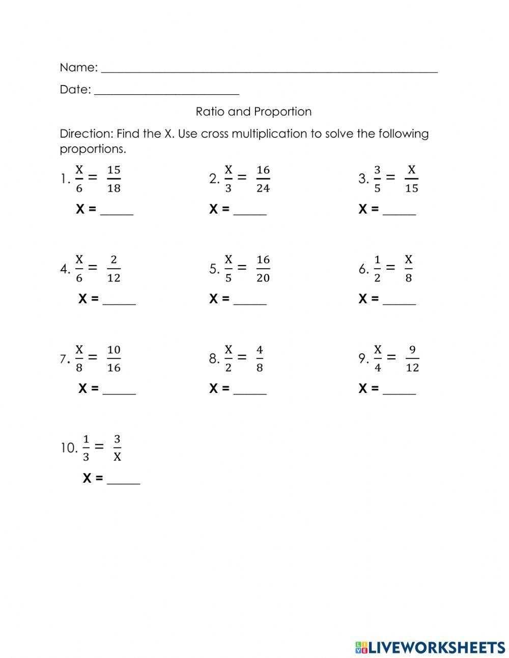 are the ratios proportional worksheet
