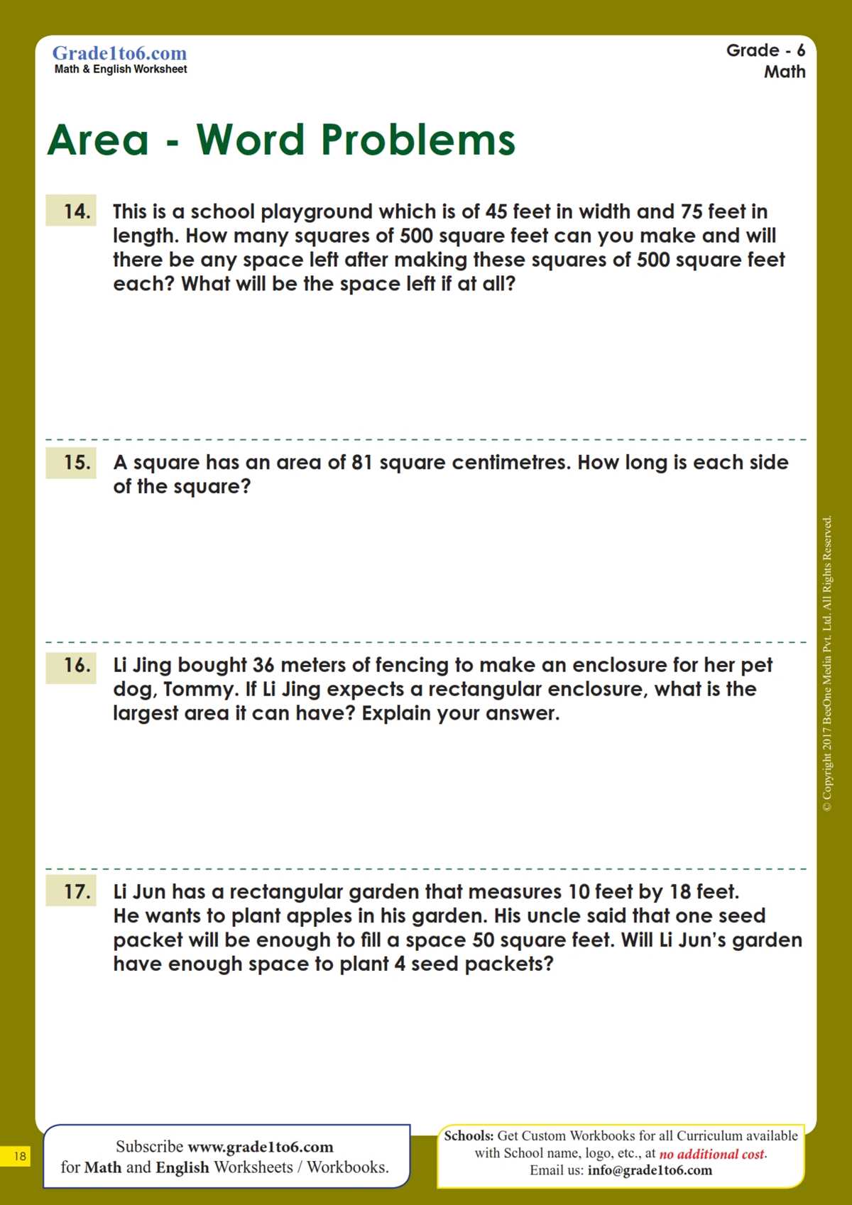 area and perimeter of triangles word problems worksheet