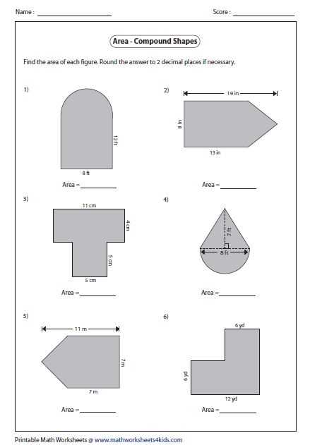 area irregular shapes worksheet