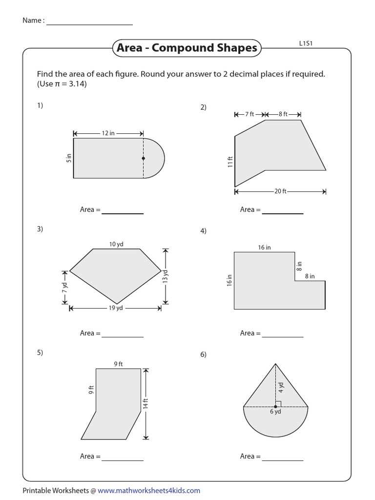 area mixed shapes worksheet
