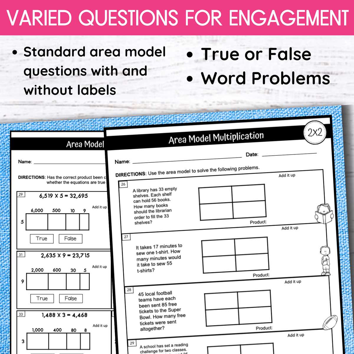 area model 4th grade worksheets