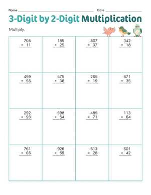 area model multiplication worksheets 3 digit by 2 digit