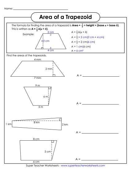 area of a parallelogram worksheets