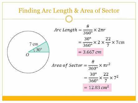 area of a sector and arc length worksheet