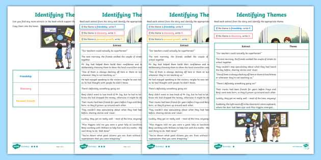 identify theme worksheet