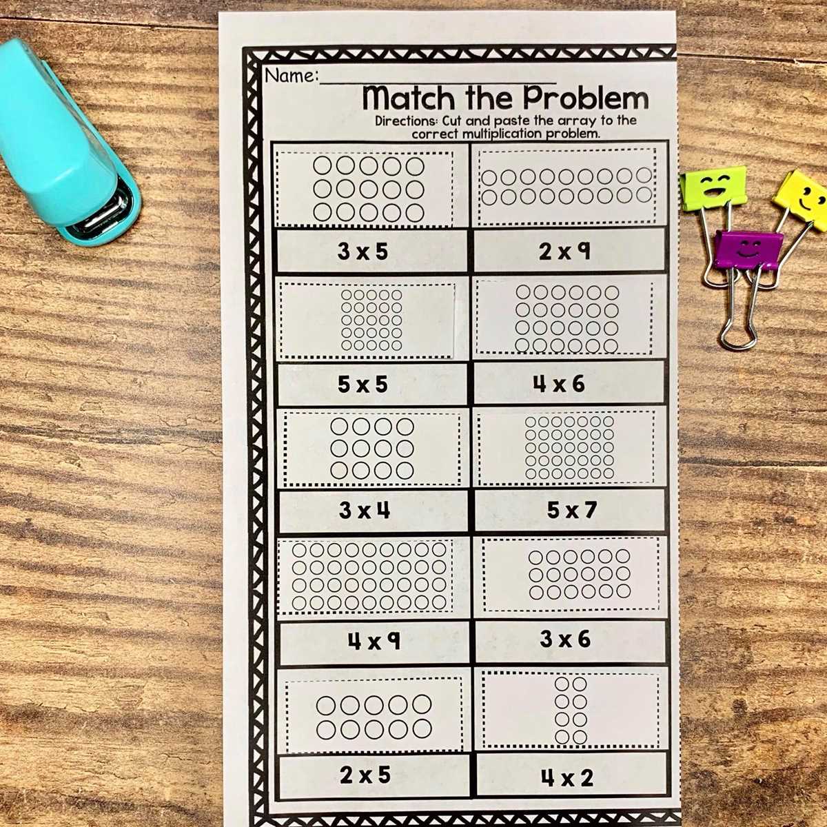 array worksheet 3rd grade