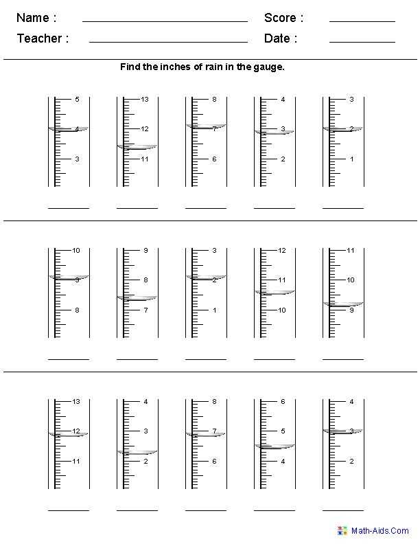 measurement volume worksheets
