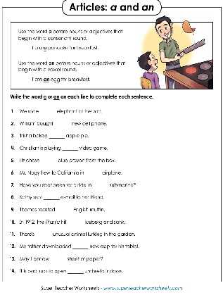 articles a an the exercises worksheets
