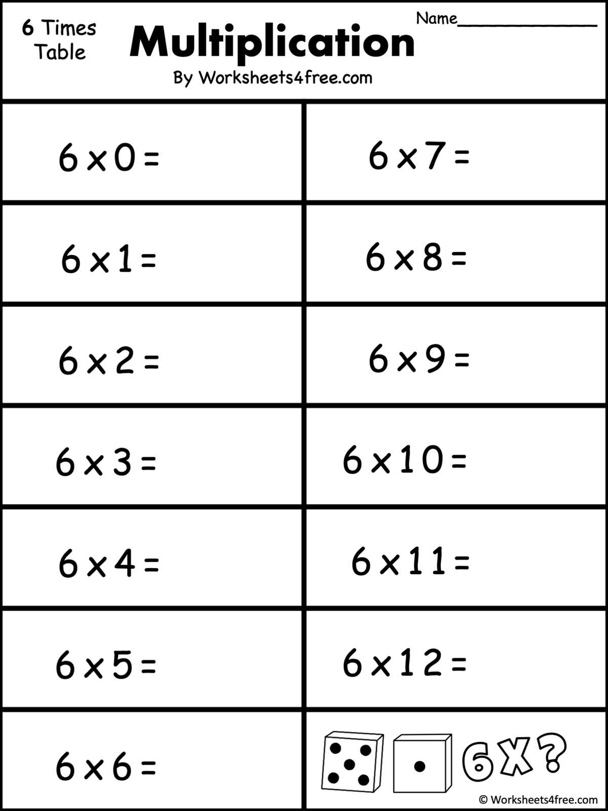 6 multiplication worksheets