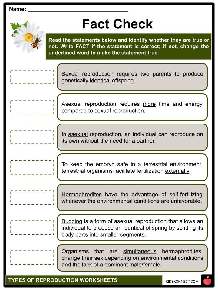 asexual sexual reproduction worksheet