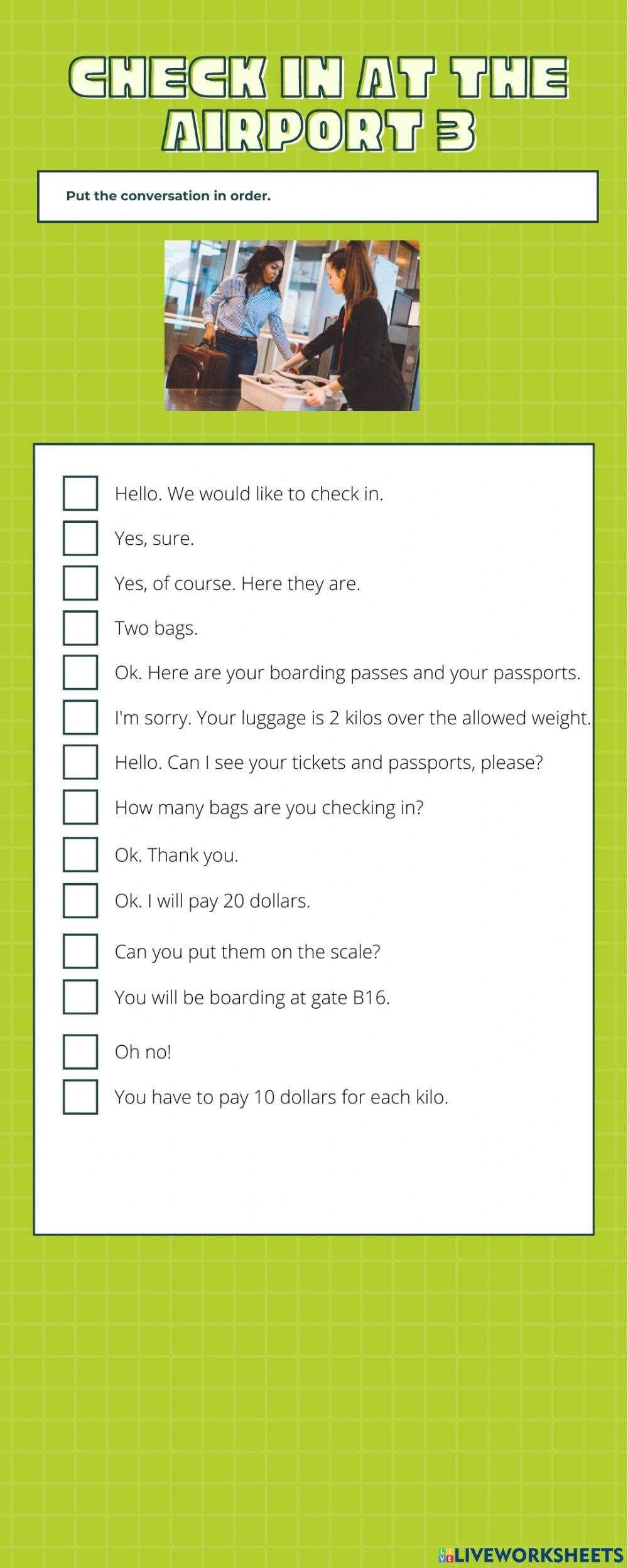 at the airport conversation worksheet